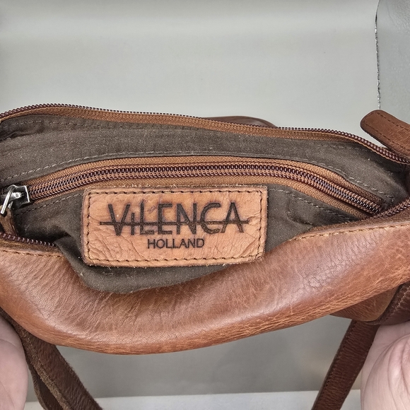 Vilenca Holland Woven Leather Crossbody Saddle Bag Purse Brown Boho Western. - Picture 8 of 13